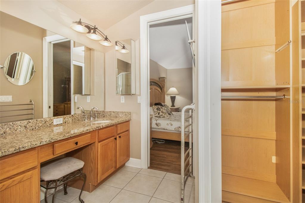 19331 Haskell Place Land O Lakes, FL 34638 - Photo 21 of 34 a en suite bathroom with a granite countertop sink and a mirror