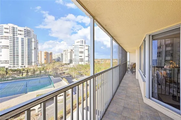 a view of city from a balcony