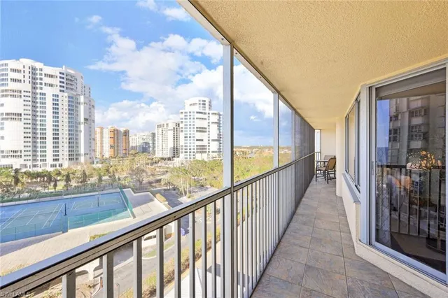 a view of city from a balcony