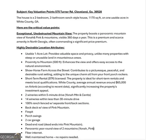 $399,000 | 575 Joe Turner Road, Cleveland, GA 30528