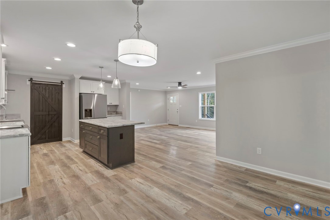 46 Union Church Road Palmyra, VA 22963 - Photo 50 of 50 Kitchen featuring a barn door, open floor plan, or