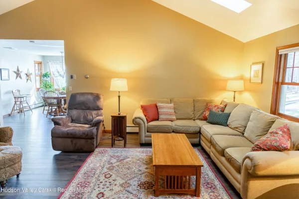 a living room with furniture and a couch