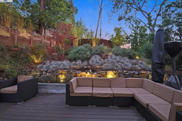 a view of porch with seating space