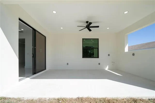 an empty room with a workbench