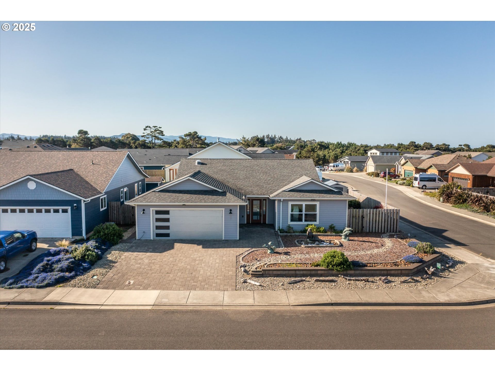 an aerial view of a house