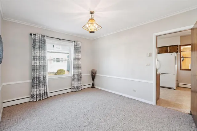 a storage room with a cabinet and garden view