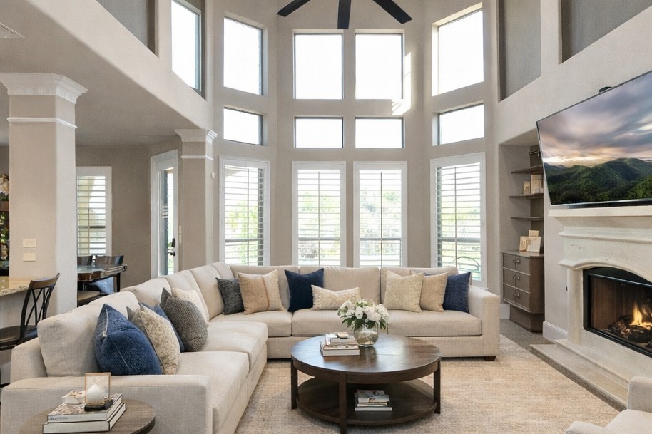 8447 Roland Canyon Drive Cypress, TX 77433 - Photo 8 of 48 a view of a livingroom with furniture and a fireplace