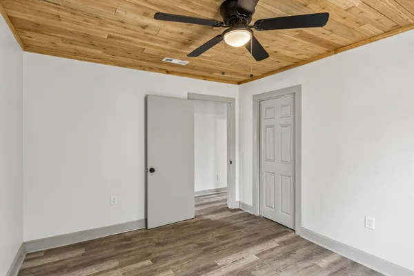 a view of a room that has a window