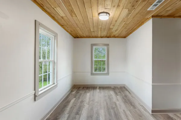 a view of a room with a window