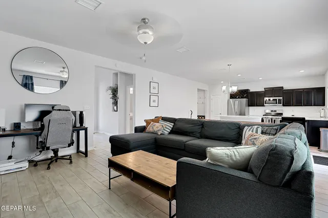 a living room with furniture