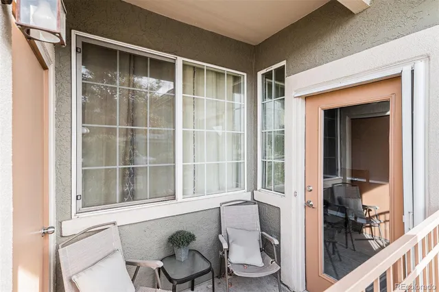 a view of a balcony from a house