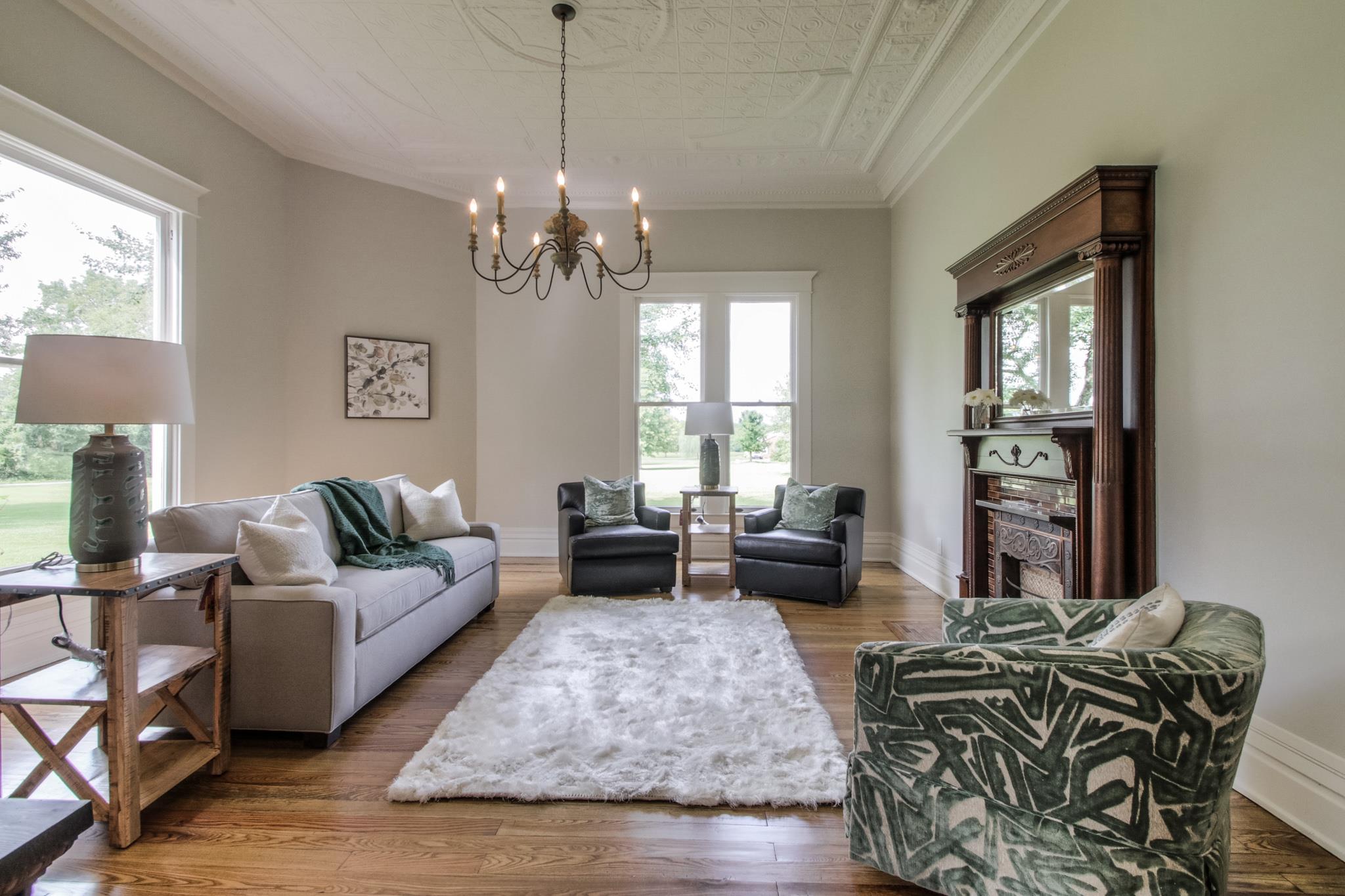 3595 Old Rome Pike Lebanon, TN 37087 - Photo 6 of 28 Great room with original tin ceiling and fireplace