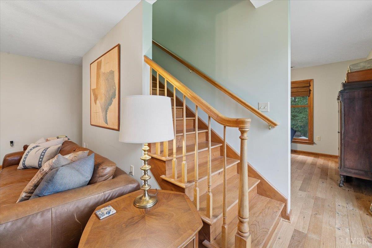 3289 Peaks Road Bedford, VA 24523 - Photo 31 of 71 a living room with couches and stair with a rug