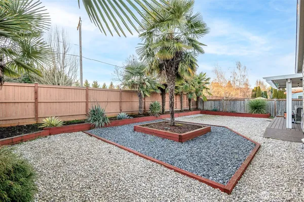 a view of a backyard with plants