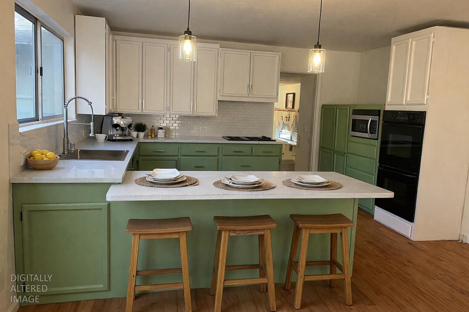 581 Haines Road Auburn, CA 95602 - Photo 5 of 52 Gorgeous kitchen with updated marble solid counters, huge farm sink, eating bar for three, views to backyard from kitchen window
