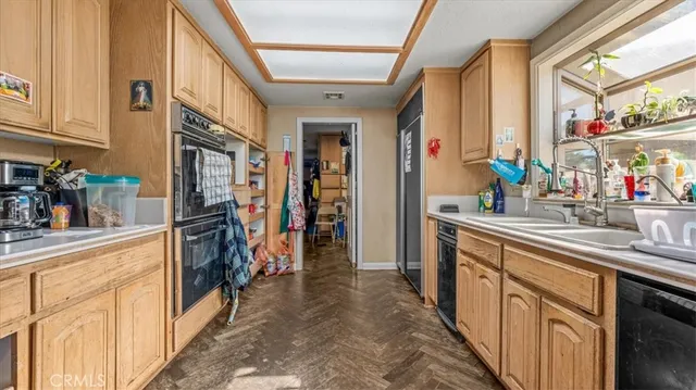 a kitchen with lots of counter top space