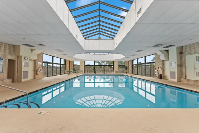 a view of an indoor swimming pool