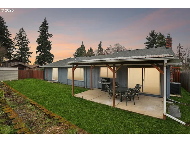 a aerial view of a house with garden