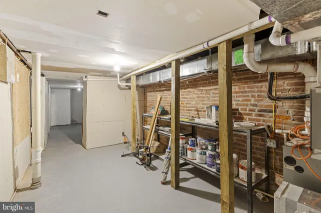 a view of a room with racks on the wall