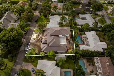 an aerial view of a house