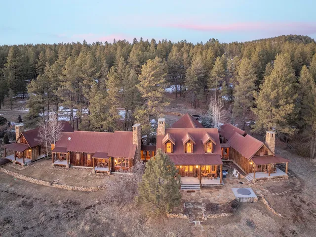 a view of a fire pit with a mountain in the background