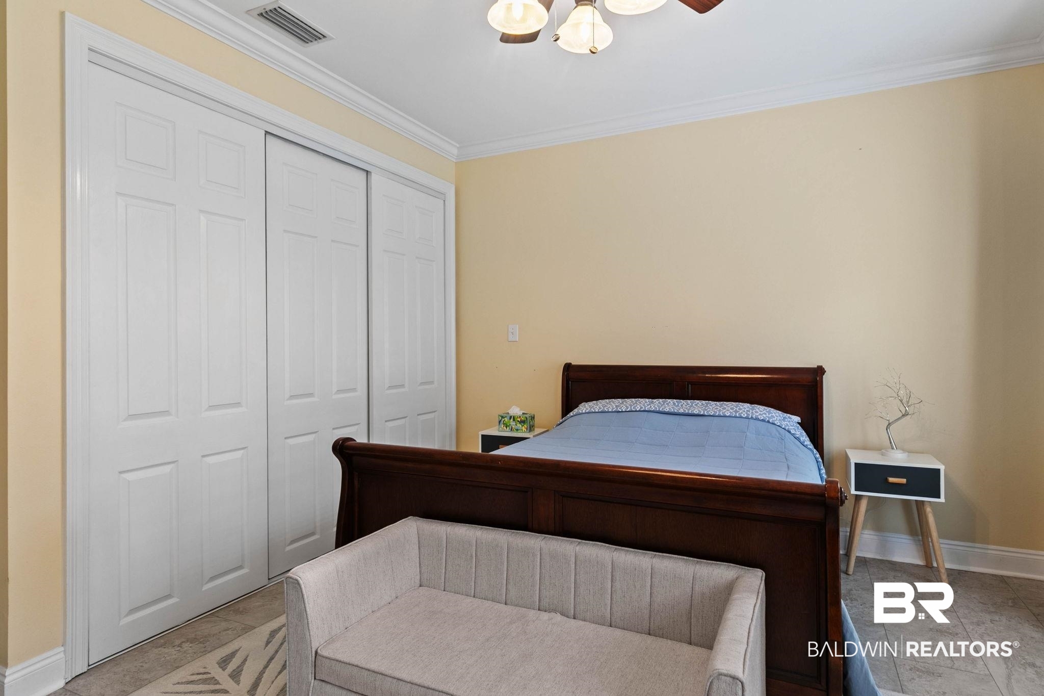 3668 Claridge Road North Mobile, AL 36608 - Photo 62 of 100 Bedroom featuring crown molding, a closet, and ceiling fan