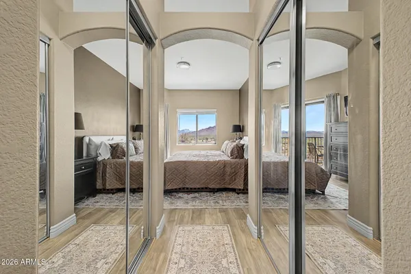 a bathroom with a tub and shower