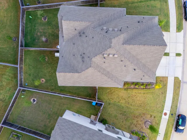 an aerial view of a house