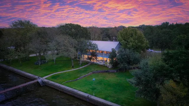 a view of a lake and outdoor space