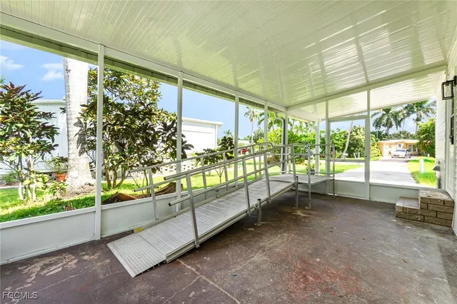 a view of an outdoor space with seating area