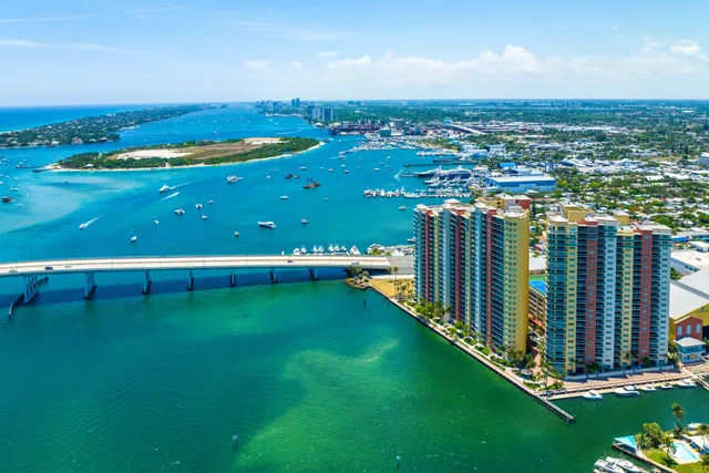a view of a city with tall buildings