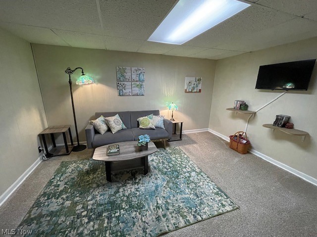 9692 Hess Mill Road Northeast Bolivar, OH 44612 - Photo 20 of 33 Carpeted living room featuring a drop ceiling