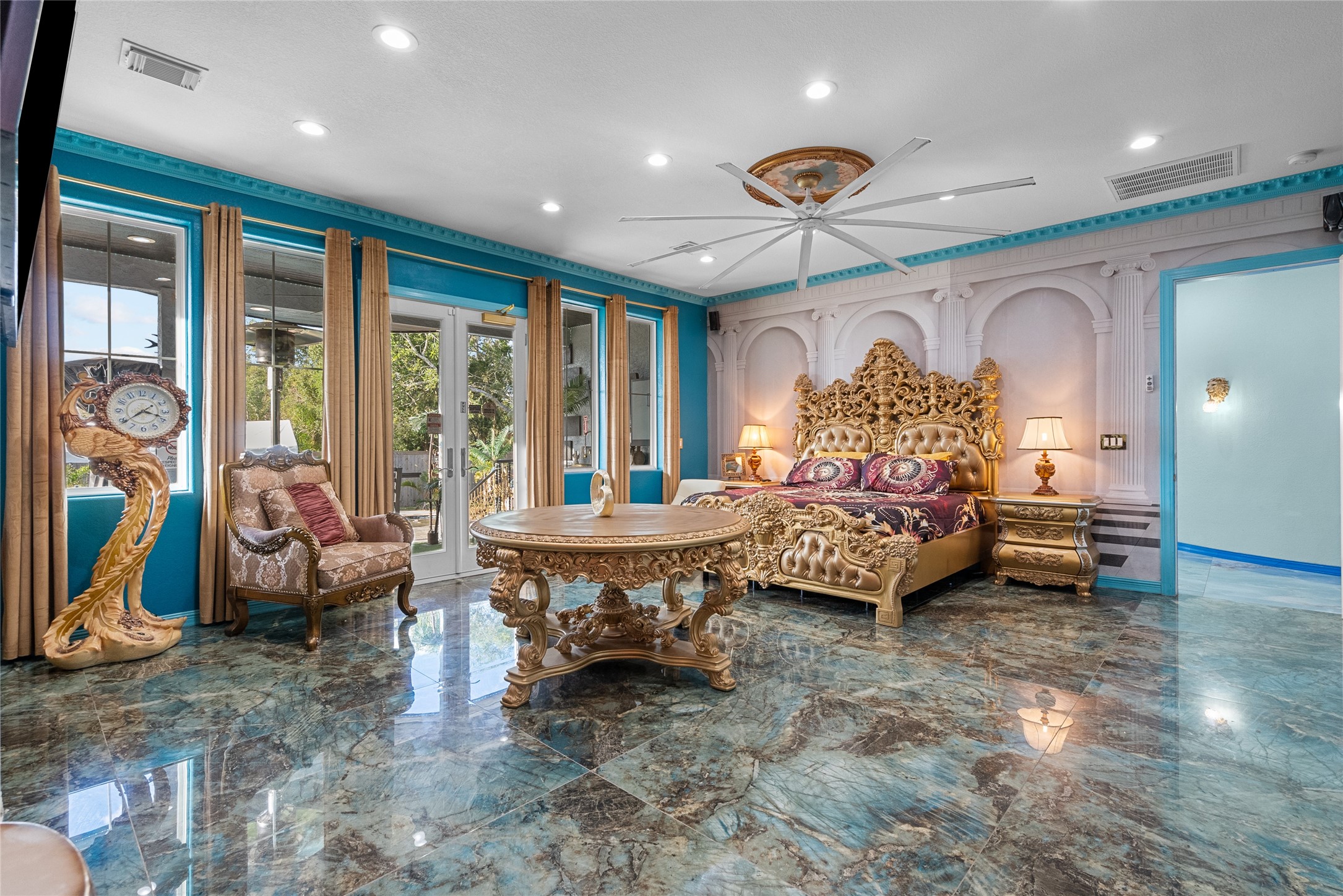 1259 County Road 147 Alvin, TX 77511 - Photo 13 of 49 Primary bedroom with sliding doors to back yard paradise.