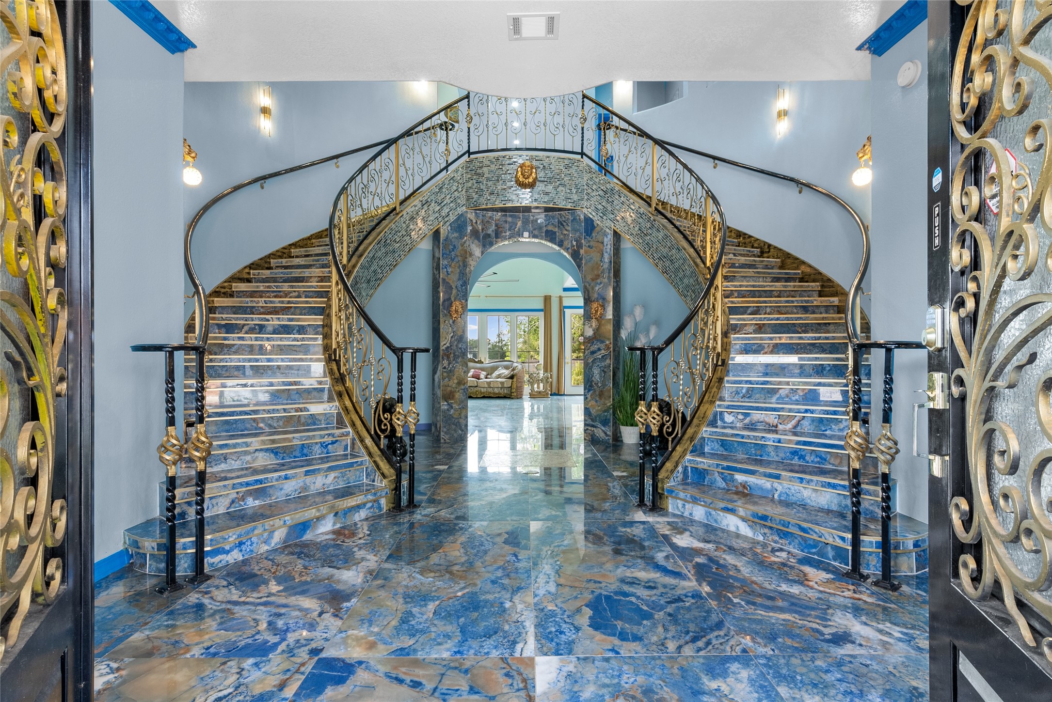 1259 County Road 147 Alvin, TX 77511 - Photo 4 of 49 Grand entry,with ornate dual staircases, illuminating as you progress , porcelain floors