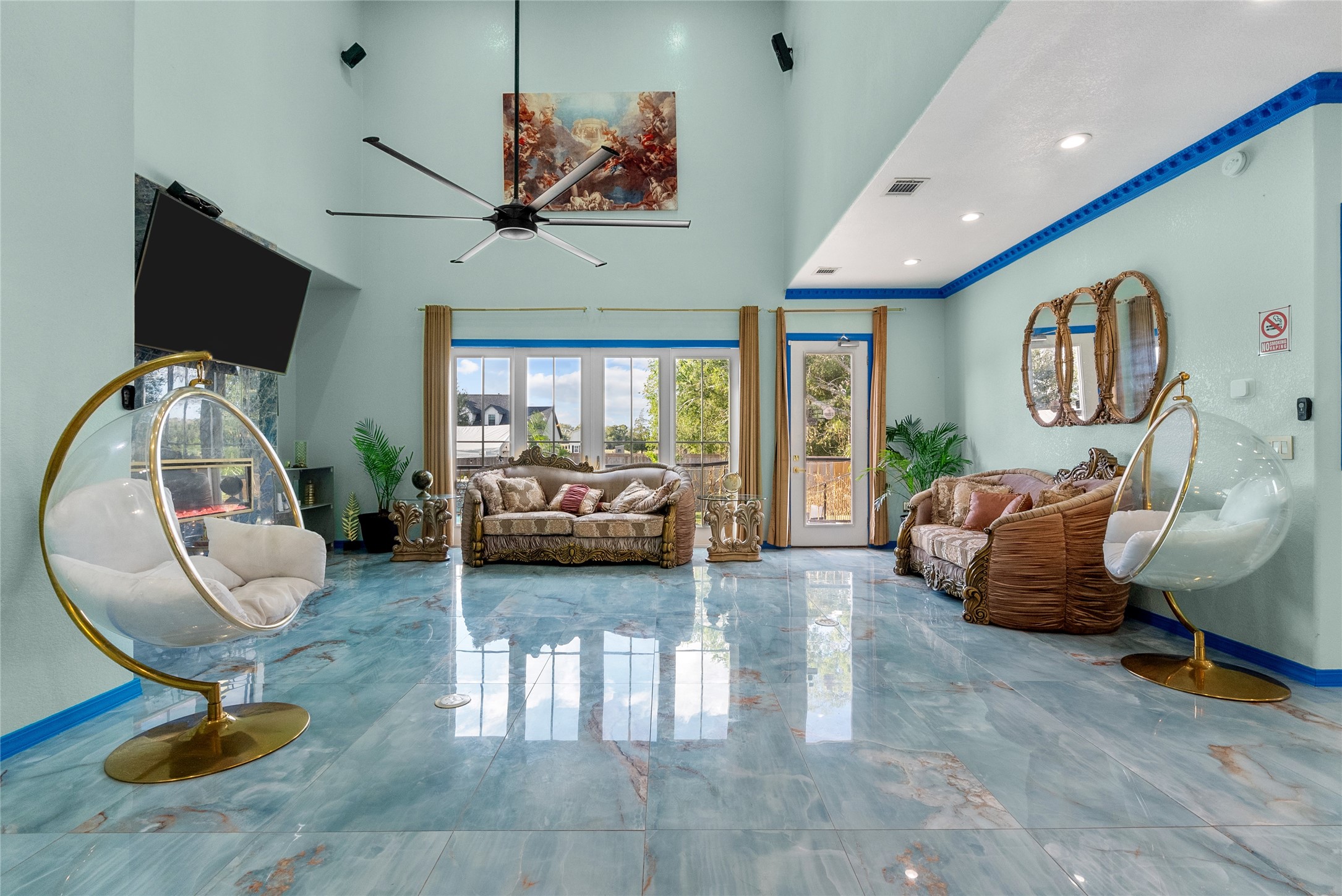 1259 County Road 147 Alvin, TX 77511 - Photo 6 of 49 Open living area w/sliding doors to pool area, and high ceilings off complete tranquility and comfort.