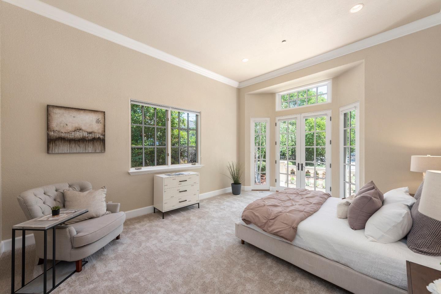 17682 Blanchard Drive Monte Sereno, CA 95030 - Photo 12 of 35 a spacious bedroom with a bed and glass window
