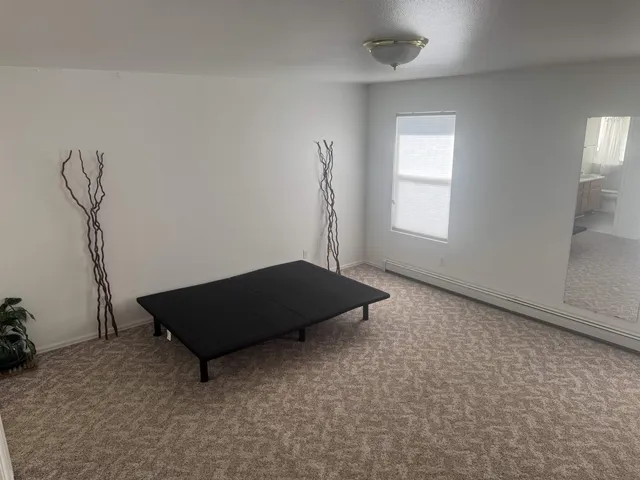 an empty room with windows