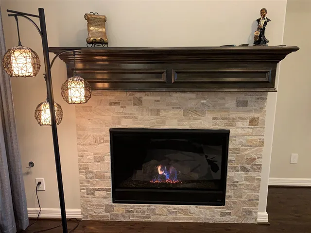 a close view of fireplace