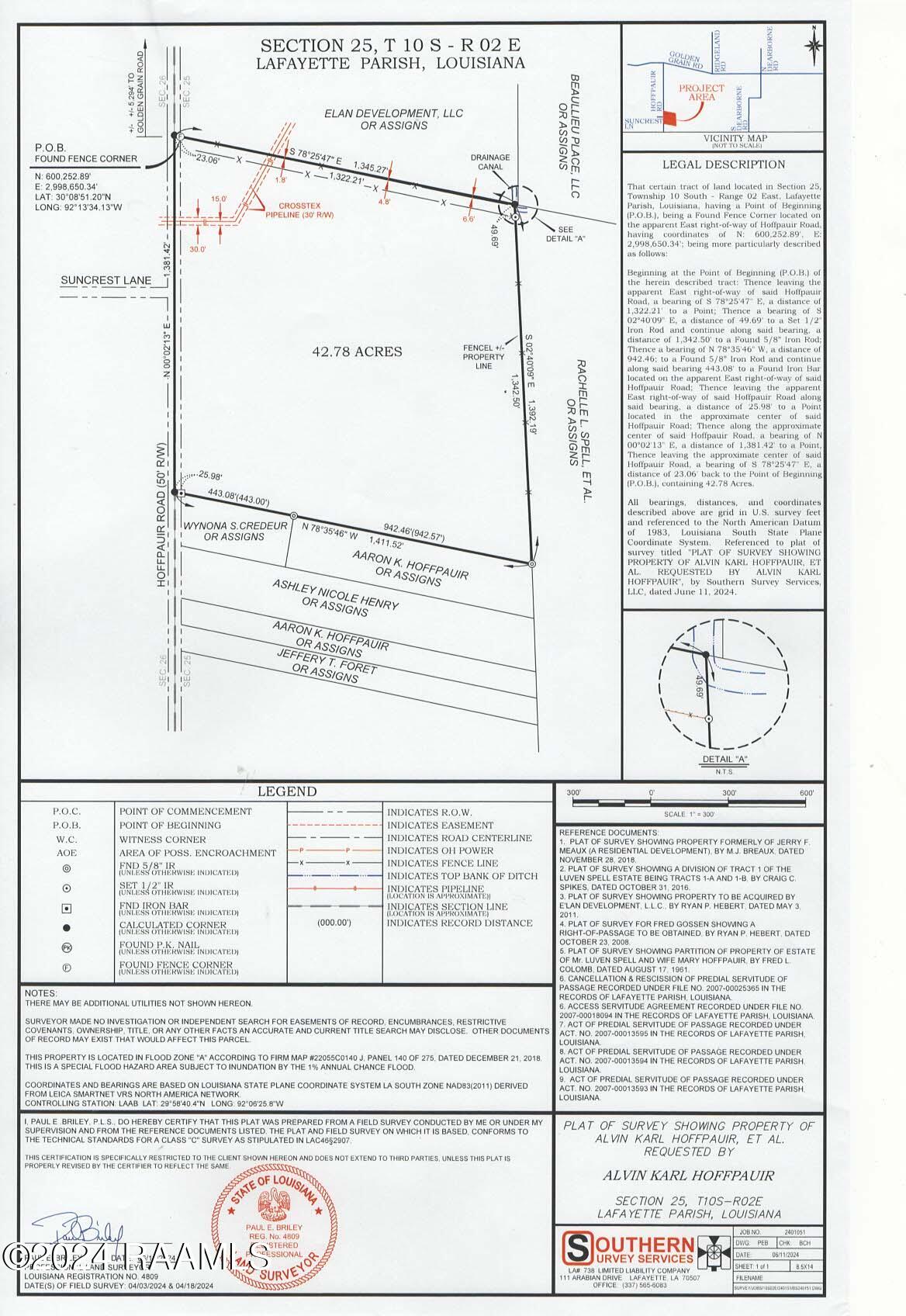 Tbd Hoffpauir Road Rayne, LA 70578 - Photo 6 of 6 Plat Section 25 T 10 S - R 02 E Lafayett