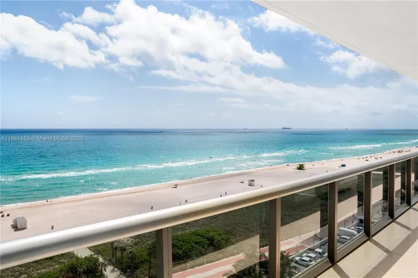 a balcony with view of ocean