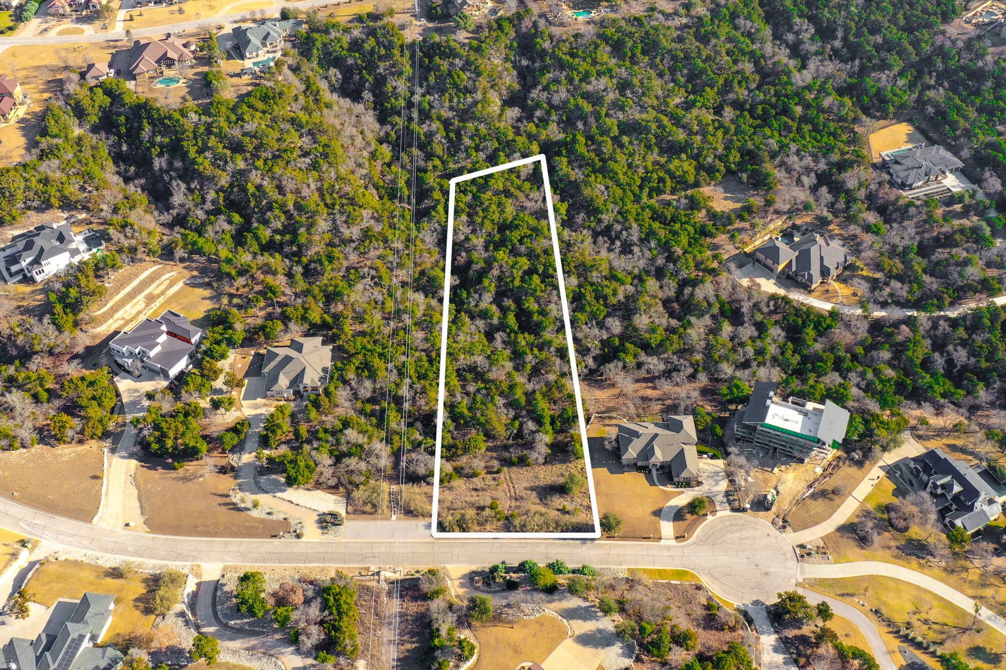 816 Laughing Dog Court Leander, TX 78641 - Photo 3 of 8 Aerial view of residential area with property boundaries highlighted