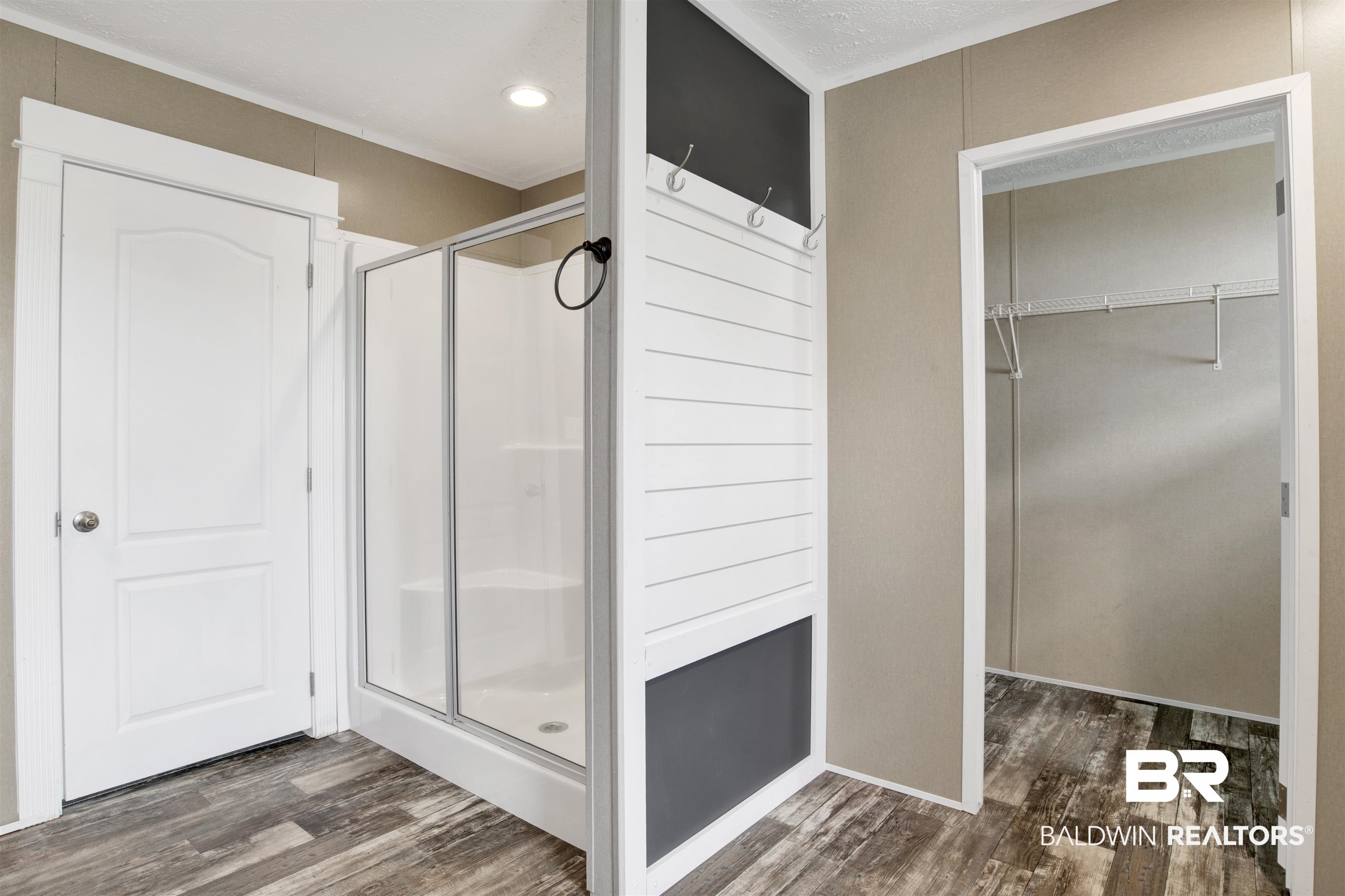 16778 County Road 87 Elberta, AL 36530 - Photo 23 of 32 Bathroom with wood-type flooring and an enclosed shower