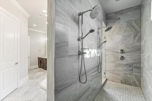 a bathroom with a shower