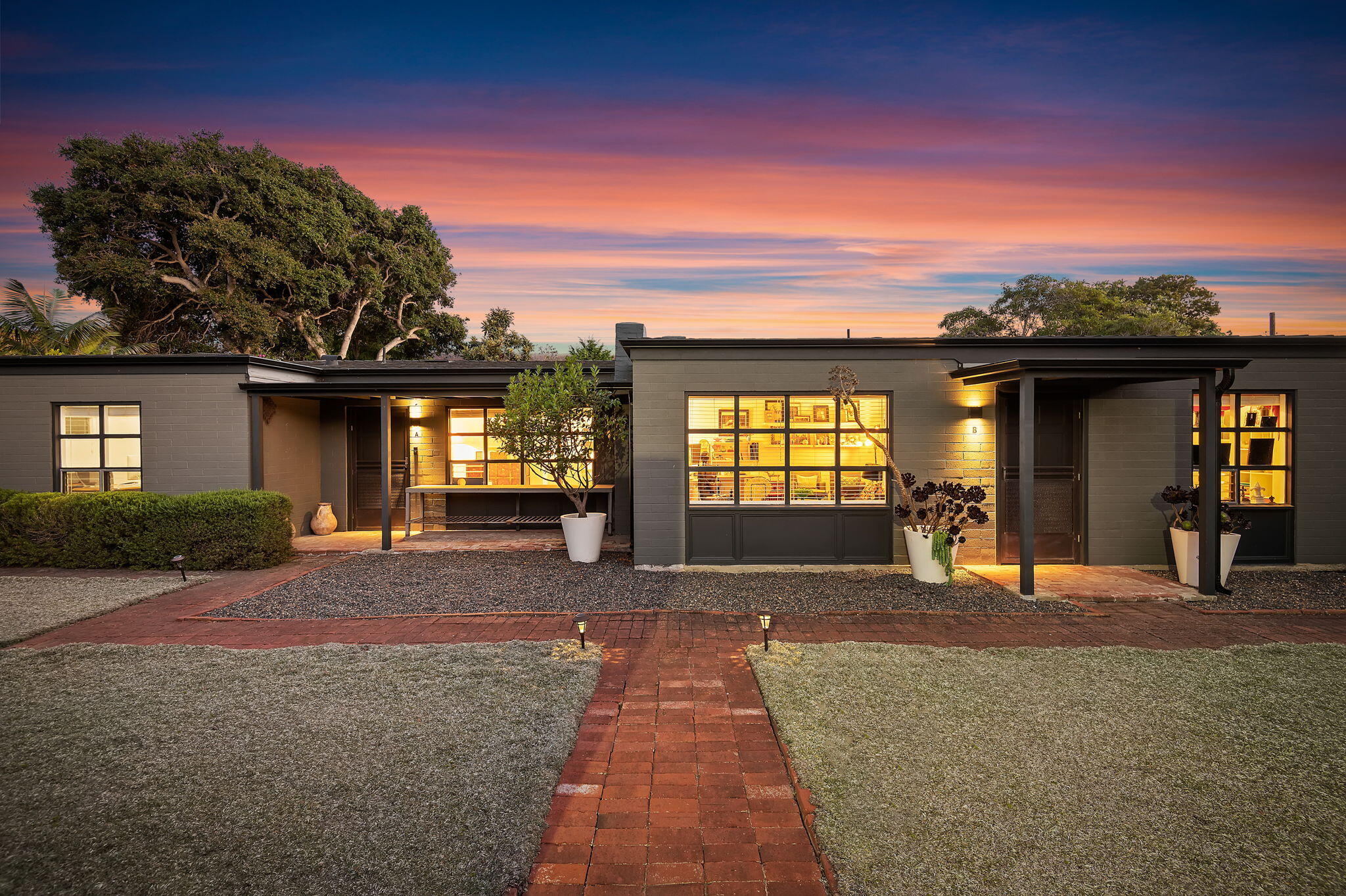 a front view of a house having yard