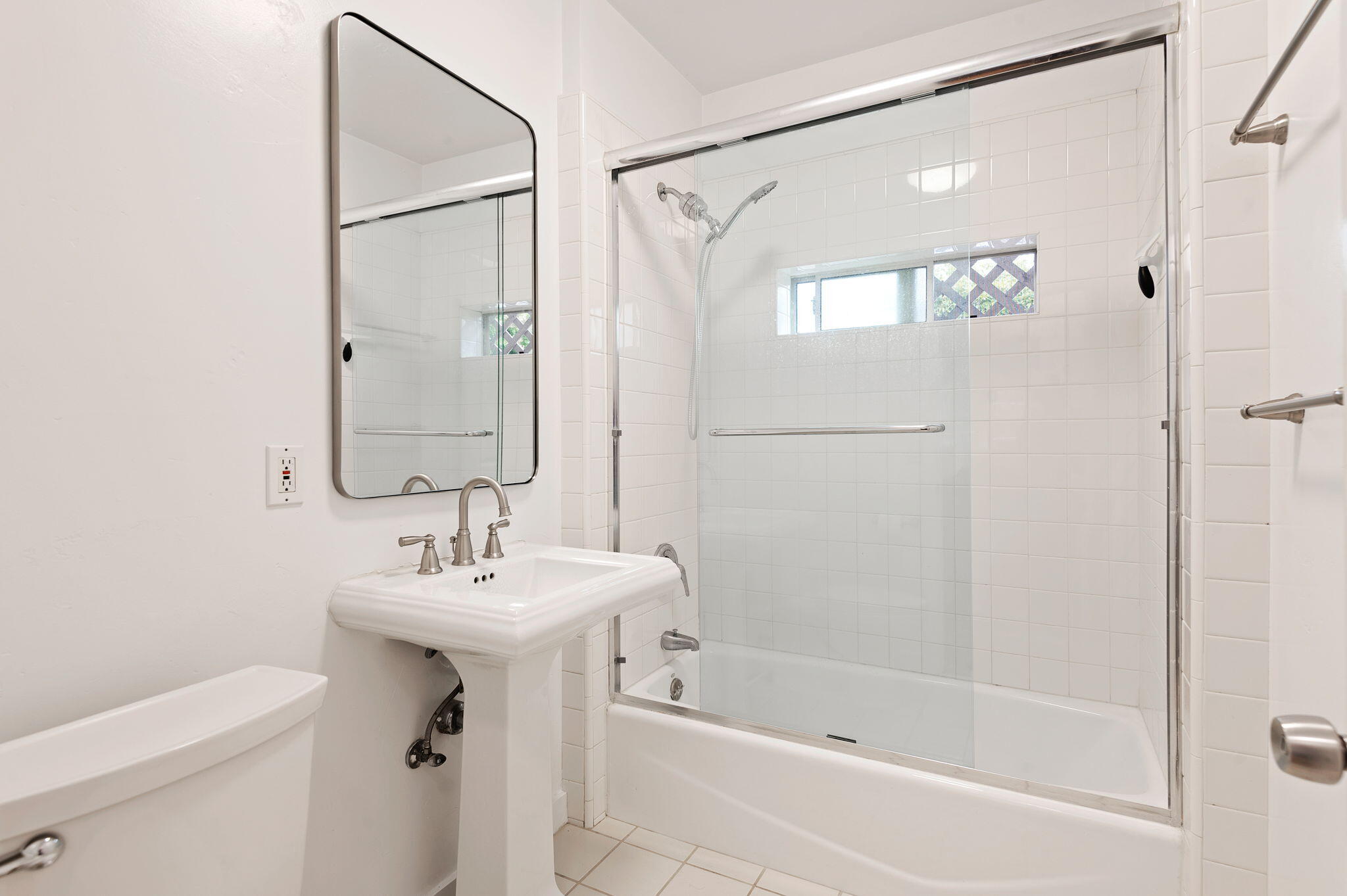 1375 Virginia Road Santa Barbara, CA 93108 - Photo 10 of 37 a bathroom with a sink shower and a mirror