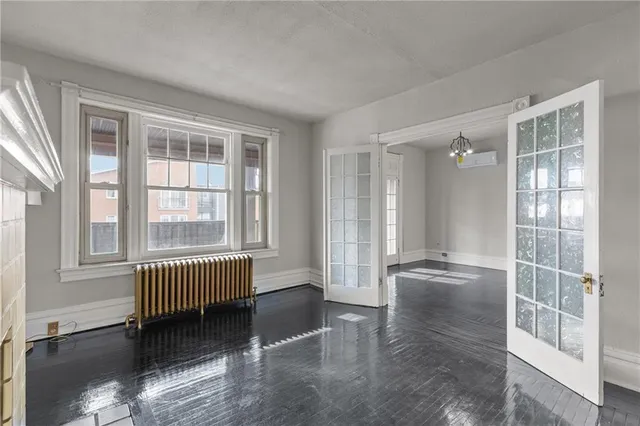 an empty room with windows