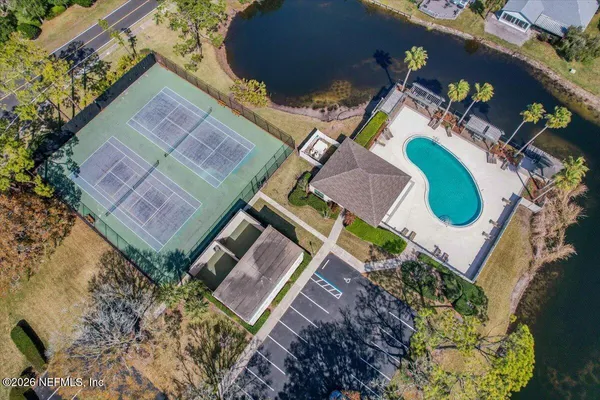 an aerial view of a house