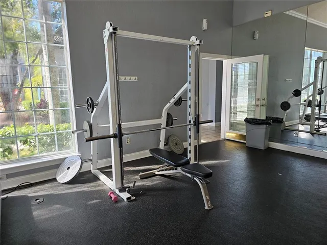 a view of a room with gym equipment