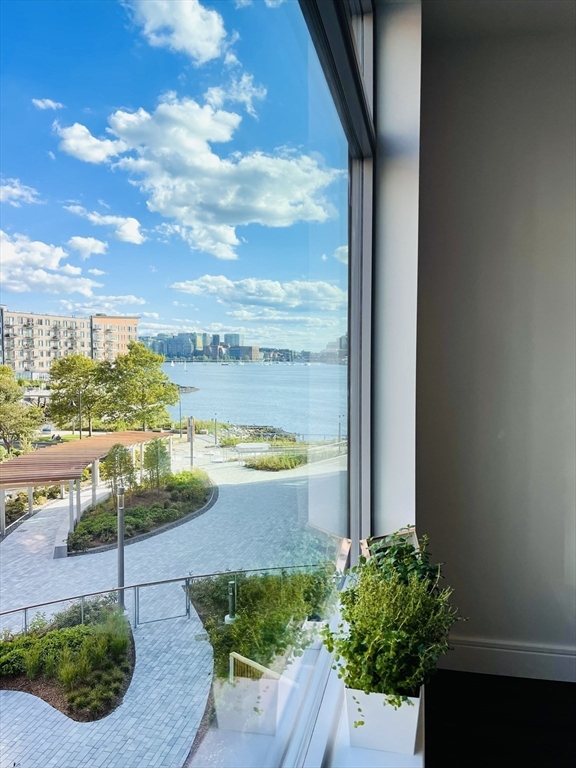 a view of a terrace with a garden