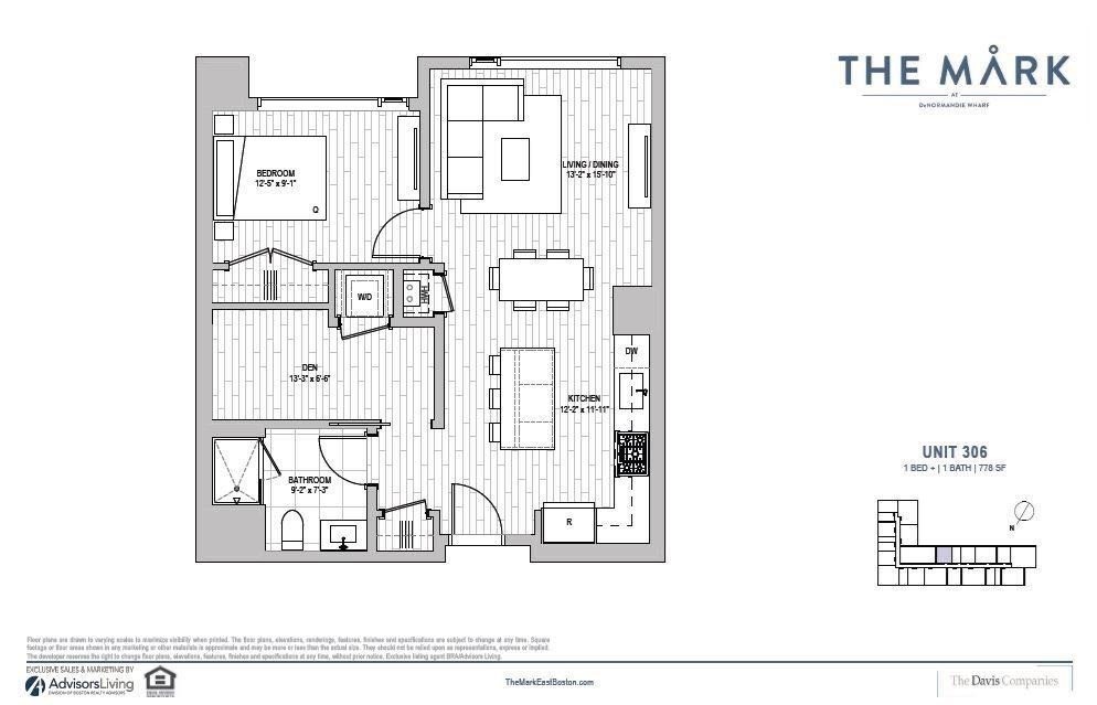 99 Sumner Street, Unit 306 Boston, MA 02128 - Photo 9 of 15 a black and white photo of a living room
